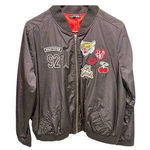 Torrid Black Bomber Jacket with Vibrant Patches